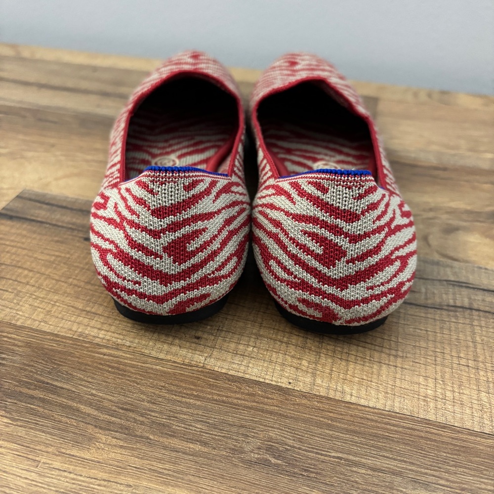 Rothy’s The Loafer Zebra Knit Flats Animal Print Limited Edition Red - Picture 6 of 9